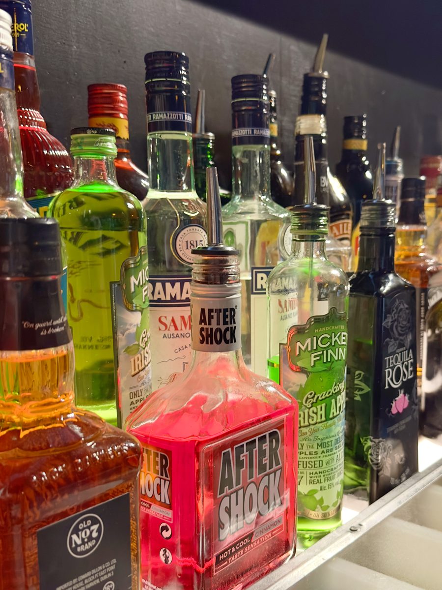 Spirits lined up on the shelf